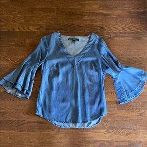 White House Black Market Denim Bell sleeve top